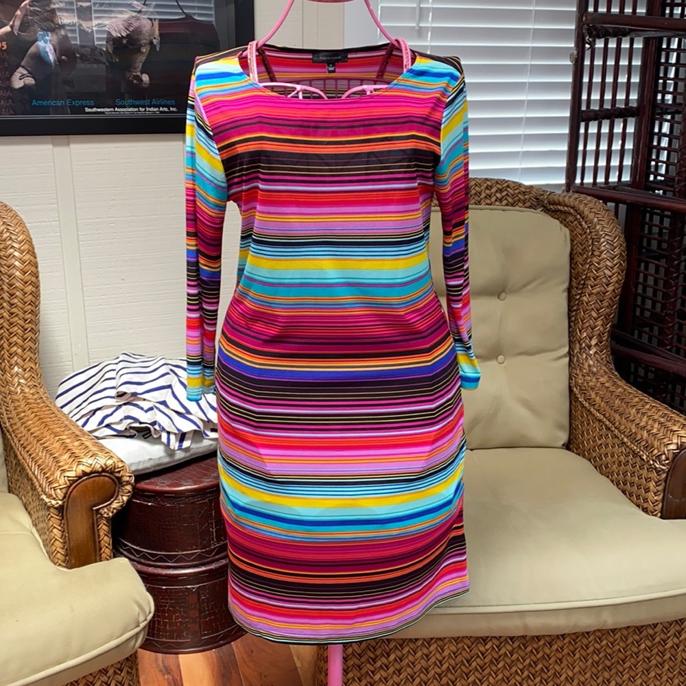 Spense Silky striped multi colored dress size 8
